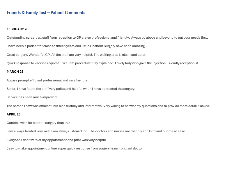 FFT - Patient Comments